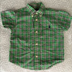 Ralph Lauren Baby 18M Green Plaid Short-Sleeve Button-Down Shirt
